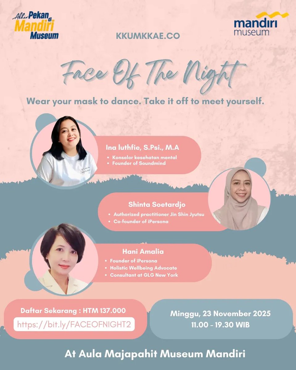 ‼️NORAEBANG BTS – ARMY‼️
🎉 JIMIN BIRTHDAY BASH

📅 23 Nov 2025 | 📍Museum Mandiri, Jakarta
🎟️ HTM: 137K
🎁 Goodies: ERHA, SAFI, Izzi, Ito En, Deo Balm (100 pax), tote!
🔁 Skincare swap booth by ERHA
🎤 Talkshow • Doorprize • Photospot
💜 Daftar: bit.ly/FACEOFNIGHT2