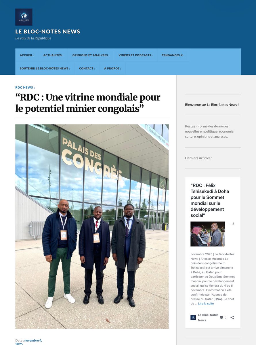 🚨“RDC : Une vitrine mondiale pour le potentiel minier congolais”

Retour sur la participation de la RDC au 74ᵉ Congrès-Exposition de l’Industrie Minérale à Orléans.