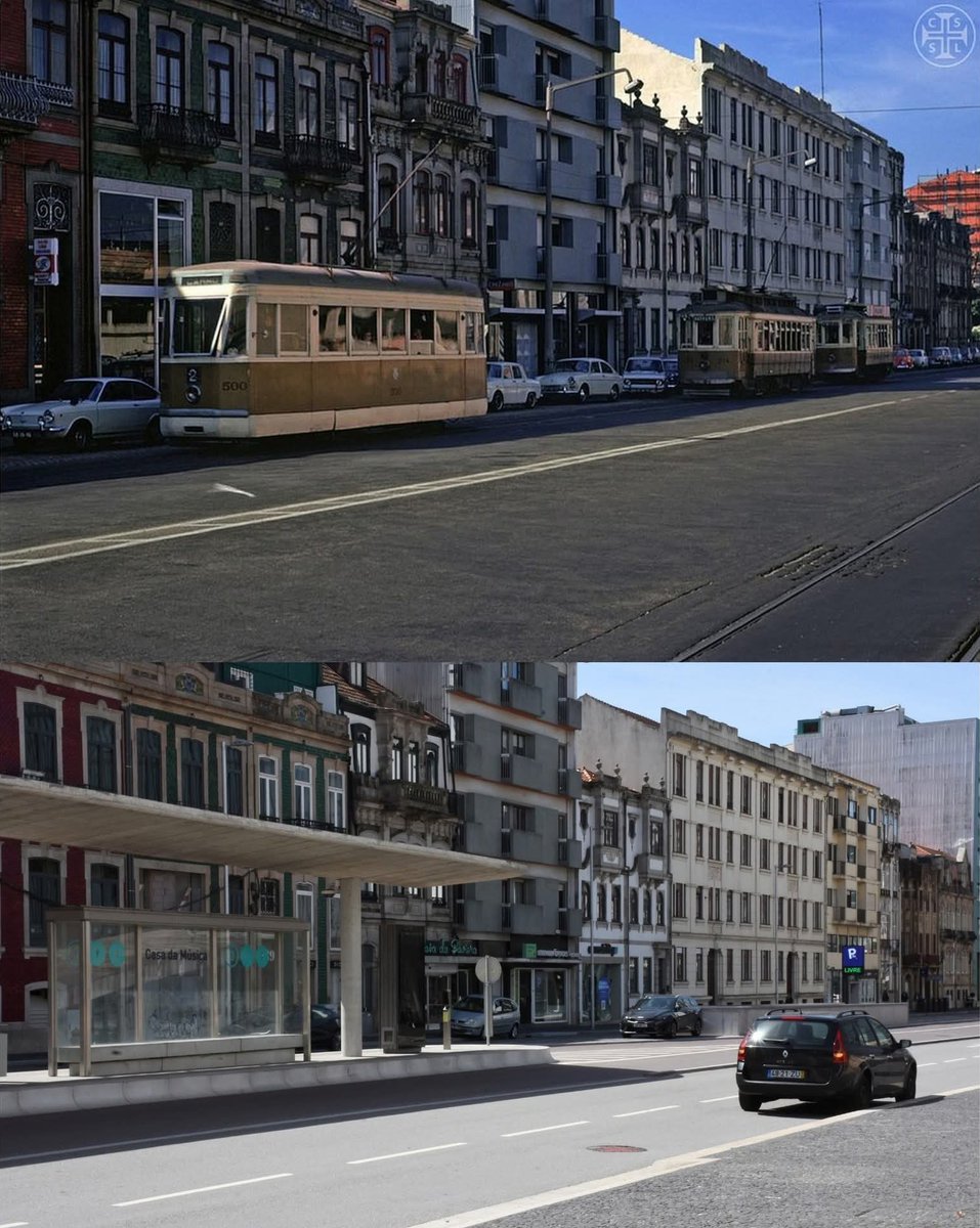 goncalo_nspinto's tweet photo. ⤴️ Em cima: 1971 🗓️

- A Avenida da Boavista com uma linha de elétrico funcional 🚋

- Estacionamento ordenado 🅿️

⤵️ Em baixo: 2025 🗓️

- A Avenida da Boavista com uma linha de MetroBuseta pronta há mais de 1 ano e sem funcionar 🚌❔

- O típico estacionamento em segunda fila 💥 https://t.co/PUr60toT4r