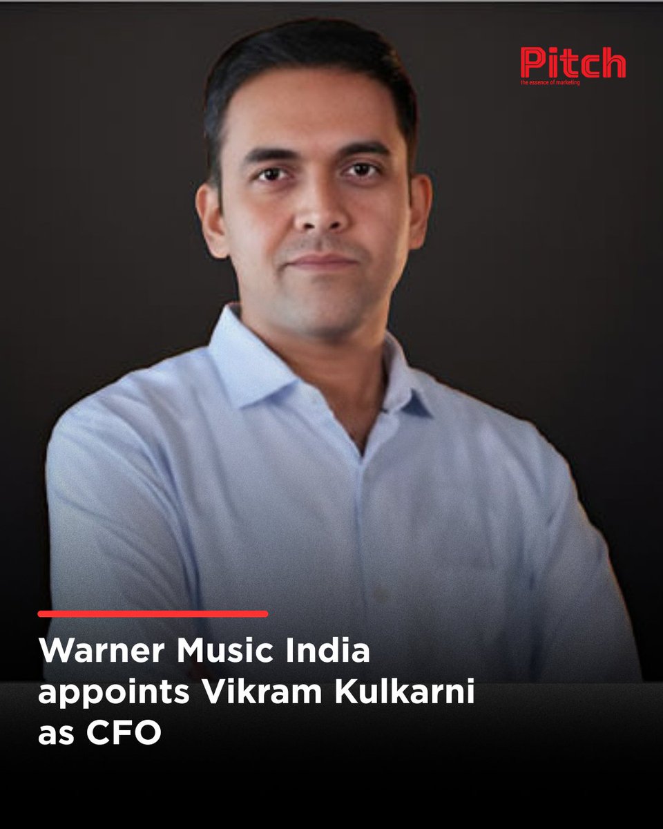 Warner Music India has hired Vikram Kulkarni as its new Chief Financial Officer (CFO).

<a href="/warnermusic/">Warner Music Group</a>  

#VikramKulkarni #WarnerMusicIndia #CFOAppointment #MediaFinance #PeopleMovement #Pitch #Marketing