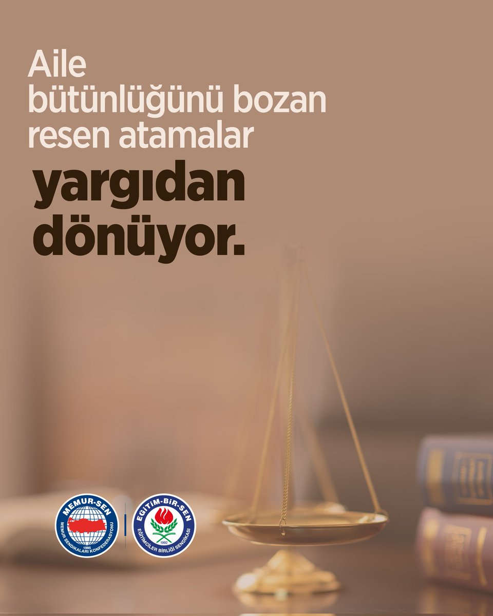 AİLE BÜTÜNLÜĞÜNÜ BOZAN RESEN ATAMALAR YARGIDAN DÖNÜYOR

Tokat ve İzmir’de açtığımız iki ayrı davada mahkemeler, norm kadro fazlası öğretmen üyelerimizin aile bütünlüğünü bozacak şekilde başka ilçelere yapılan resen atamalarının yürütmesini durdurdu.

📍İzmir’de norm kadro fazlası