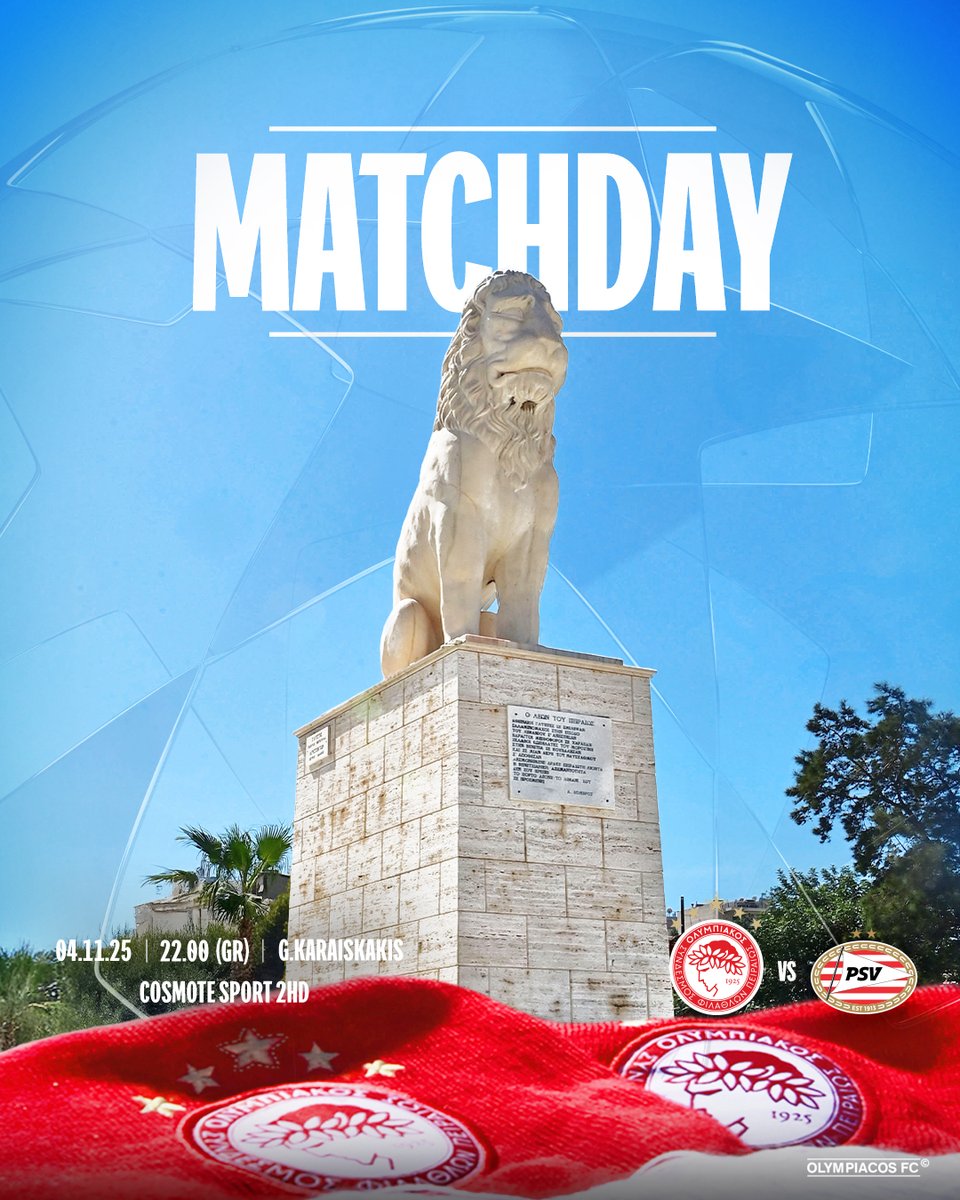 ⚪️ 𝗠𝗔𝗧𝗖𝗛𝘿𝘼𝙔 🔴

🆚 <a href="/PSV/">PSV</a> 
🕟 22:00 (GR)
🏆 <a href="/ChampionsLeague/">UEFA Champions League</a> 
📌 G. Karaiskakis
