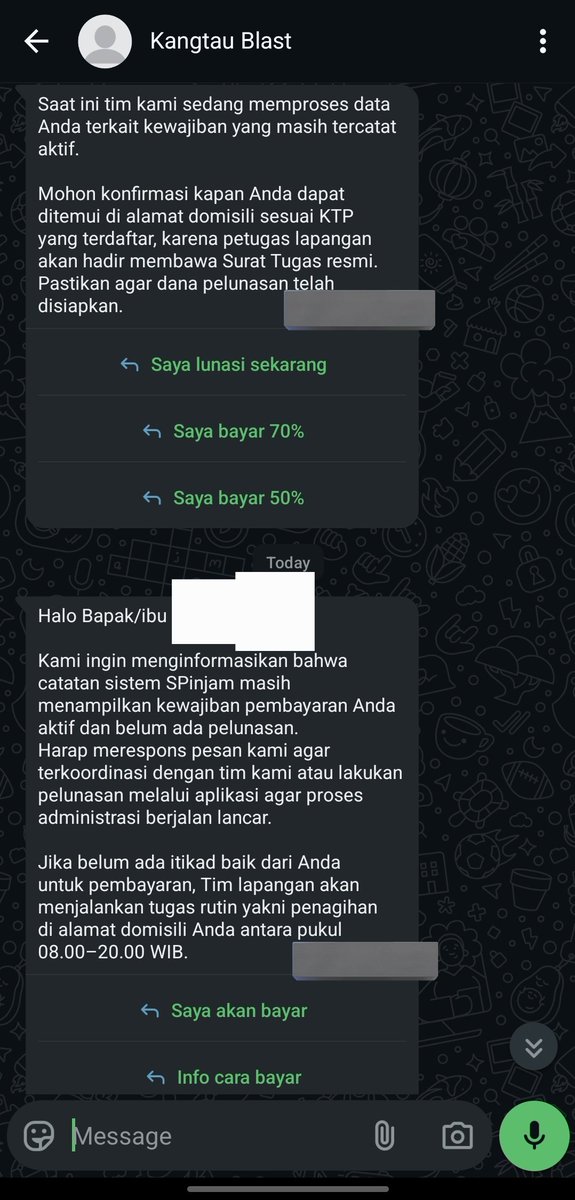 Eftychiamoon's tweet photo. Aku telbay spaylater sbulan lebih, jd tagihannya 2 kali, &amp; kemarin udh dilunasin. Sisa spinjam tp telatnya blm sebulan, japo pertengahan okt kmrin total 500an. Kangtau knp udh ngspam &amp; ngancem gini ya? Bnran bakal dateng ga sih? Soalnya alamat ktp sm domku beda. KTP jkt dom tgr https://t.co/pHvovJiYKs
