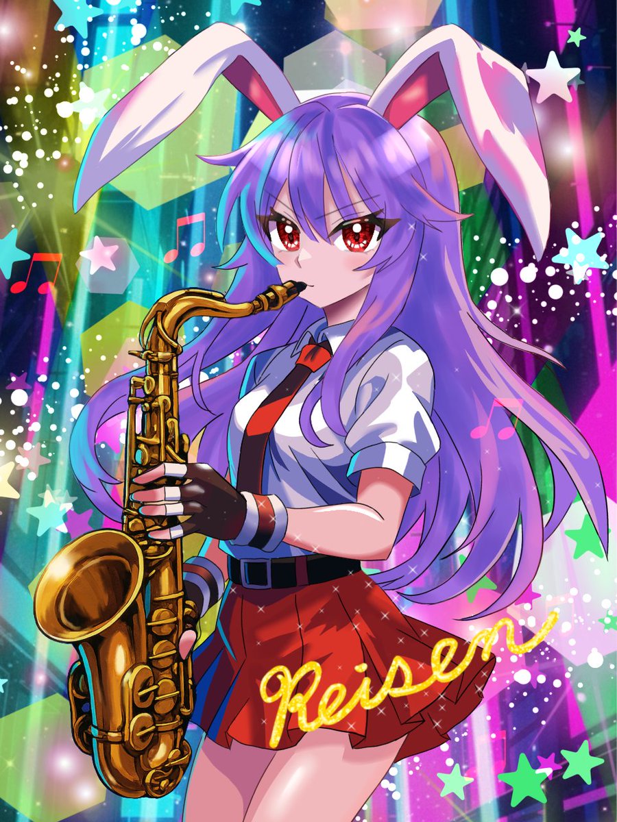 テナーサックスを吹く鈴仙✨🎷
#鈴仙・優曇華院・イナバ 
#東方Projectᅠᅠᅠᅠ 
#絵柄が好みって人にフォローされたい