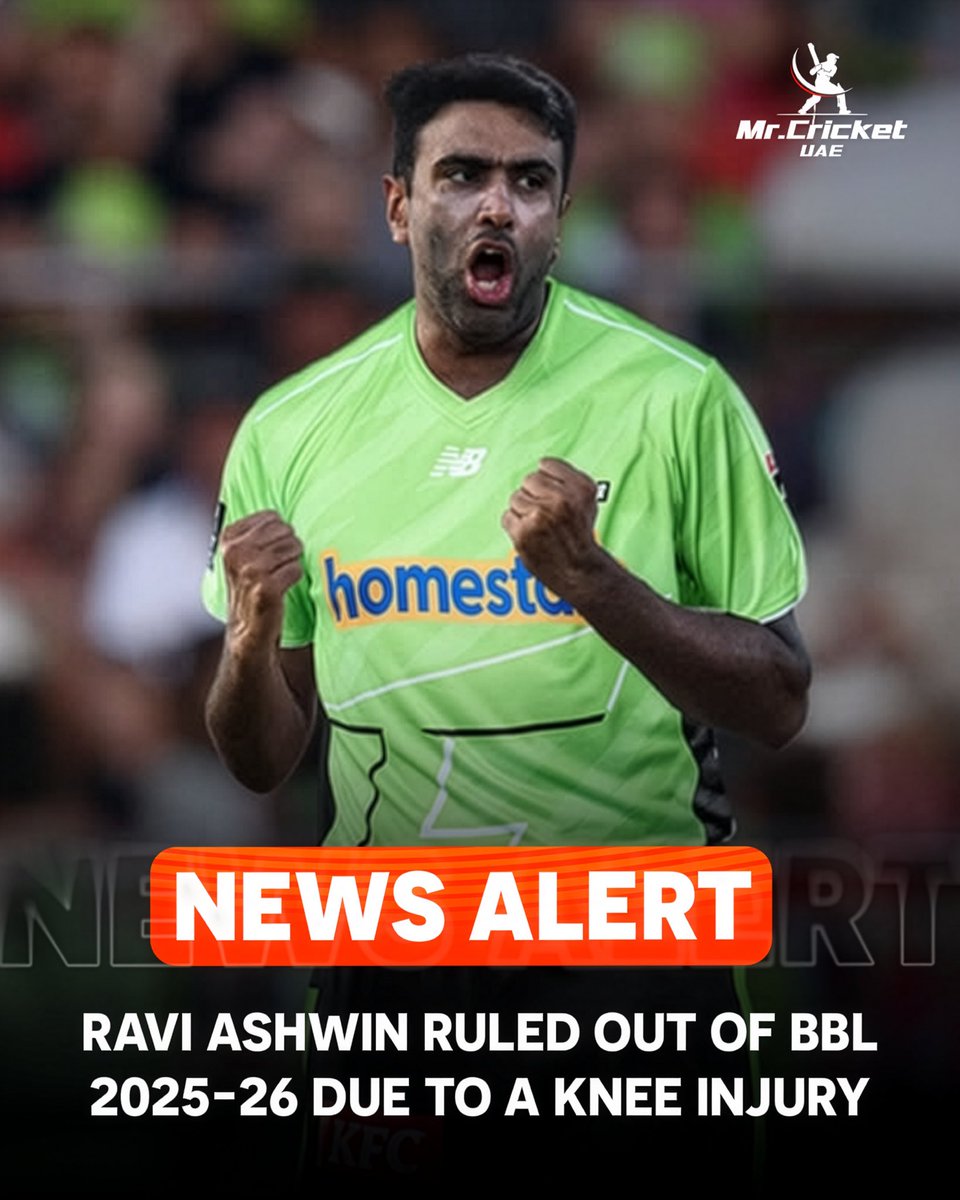 mrcricketuae's tweet image. Ravi Ashwin’s historic BBL move ends even before it kicks off…

#BBL2025 #BigBash #RaviAshwin #SydneyThunders #MrCricketUAE