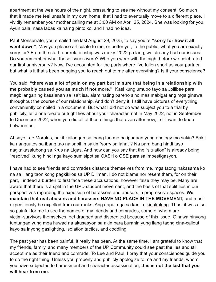 fr___anz's tweet photo. Again, let me get one thing straight: I am not an abuser. I have thought long and hard about whether I should do this or not. But I have spent the last year feeling restless, still yearning for justice, or even just a proper apology. There are so many things I have left unsaid, https://t.co/TFUL5wyqY9
