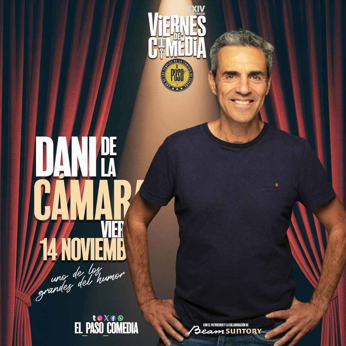 🎭 Dos viernes seguidos de comedia
7 NOV — Joseba Pérez
14 NOV — Dani de la Cámara
😂 ¡Ríete sin parar en El Paso!
📞 925 822 591 | 🌐 complejoestoril.com
