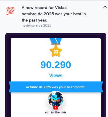 edi_in_the_mix's tweet image. 🎉🌟THANK YOU to everyone who joined and visited my channel this month! I'm over the moon to share that we've had our best month ever with the most views on YouTube! Your support its amazing!  🎉 We reach 200.000 views total in october
#YouTubeCommunity #Gratitude #BestMonthEver