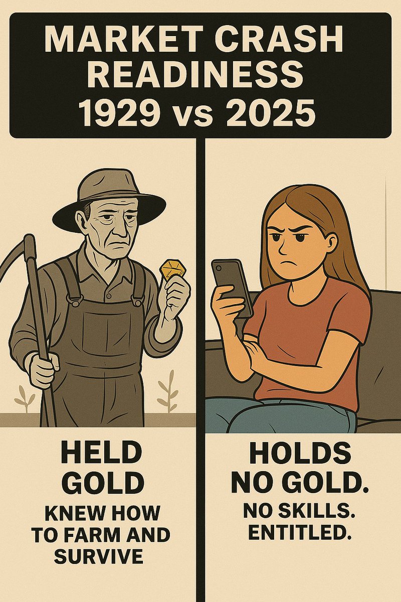 In 1929's boom, avg US household held ~0.6oz gold—real savings under gold standard. Today? Functionally zero (0.05–0.15oz). Fiat illusion: we've traded hard money for debt bubbles. History warns: crashes hit harder without the anchor. #Gold