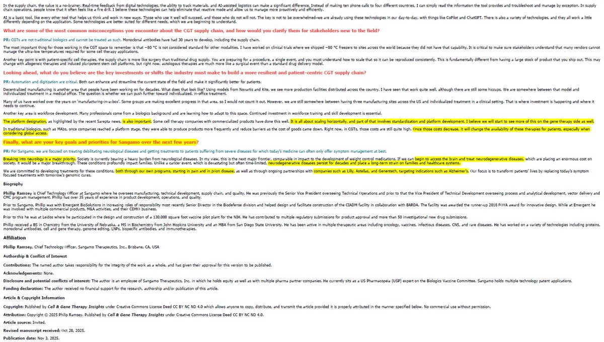 BiotechAnalysst's tweet image. Interview with $SGMO
Society bearing heavy burden from #neurological diseases

this is  the next major frontier comparable in #impact to the development of #weight control #medications

partnerships with companies such as $LLY, #Astellas, and  #Genentech, targeting #Alzheimer’s.