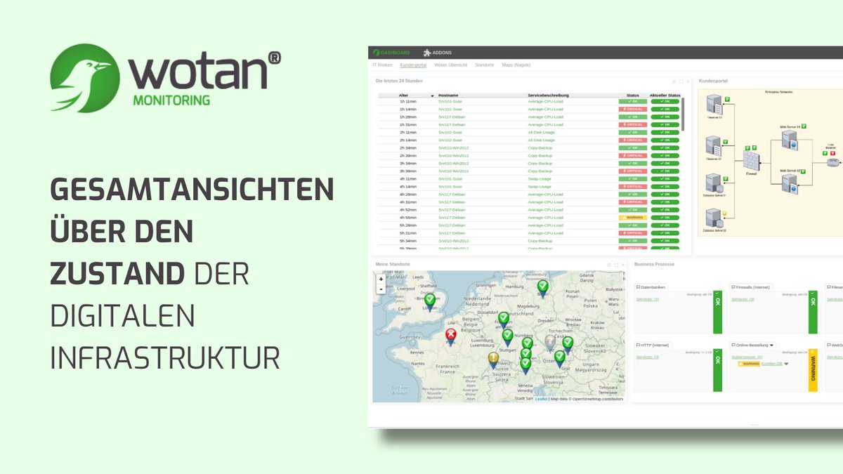 WotanMonitoring's tweet image. 🌐 Gesamtansichten der digitalen Infrastruktur mit WOTAN Monitoring

IT-Qualität sichtbar machen, praxisnah handeln, partnerschaftlich begleiten.

Mit WOTAN behältst du deine gesamte IT-Infrastruktur im Blick – transparent, effizient &amp;amp; resilient.

👉🟢 wotan-monitoring.com 🟢…