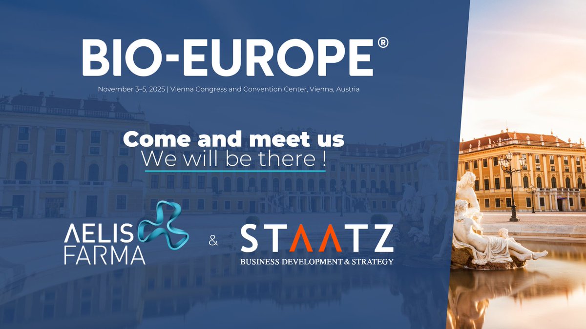 🧬 Aelis Farma at BIO-Europe 2025 in Vienna!

Discover Aelis Farma's projects at this major European biotechnology and pharmaceutical industry event—represented on site by our partner Staatz Business Development &amp; Strategy.