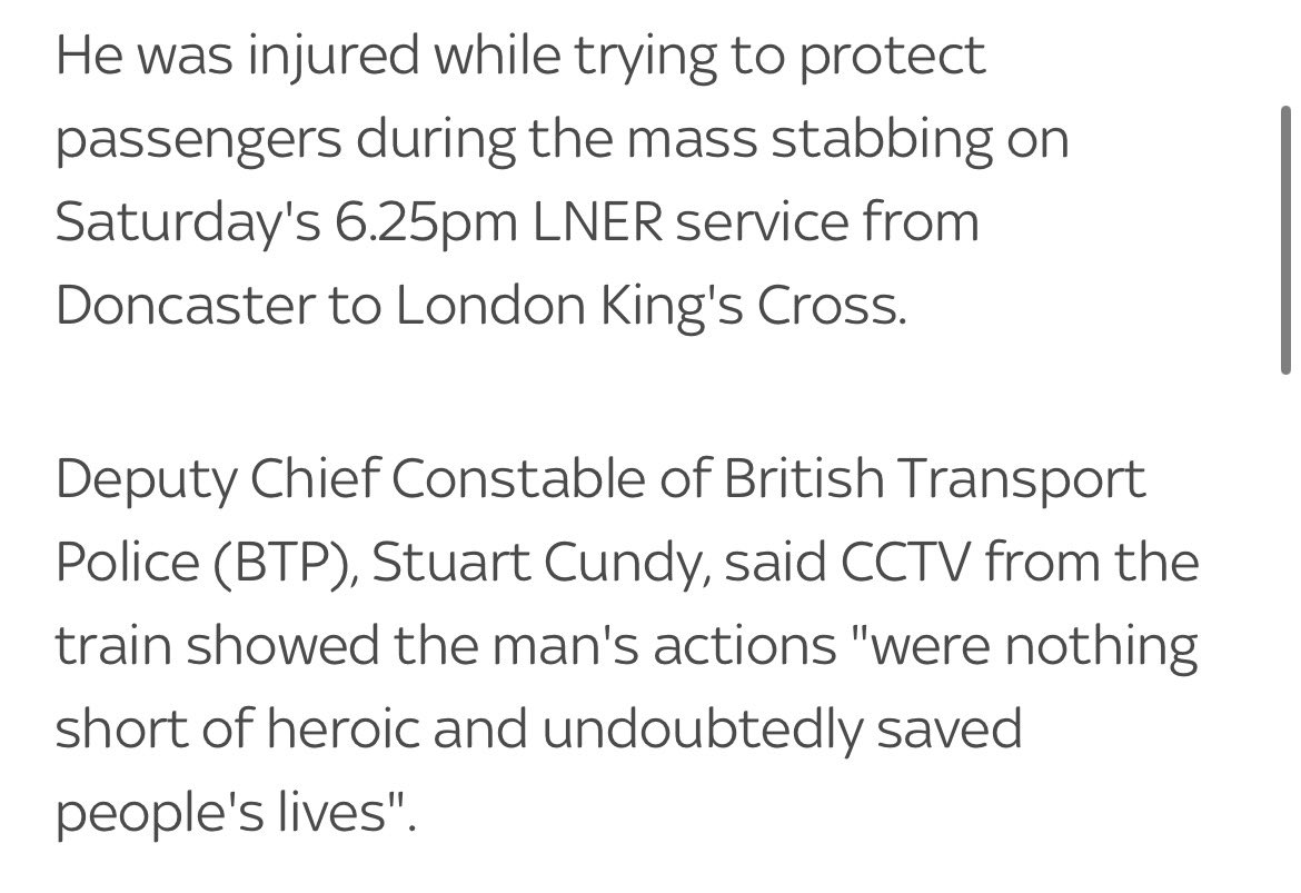 Just for a bit of counterbalance on here.

Let’s celebrate the LNER staff member whose actions were “nothing short of heroic and undoubtedly saves people’s lives” who is fighting for his life right now.

F off with your hateful racism.

There are good people and bad people