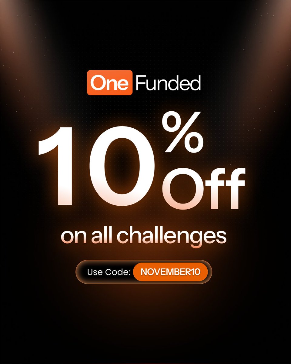 🚨 Get 10% OFF on all OneFunded challenges! 🚨

Use promo code NOVEMBER10 at checkout ➡️ onefunded.com

⏳ This is a limited-time discount.