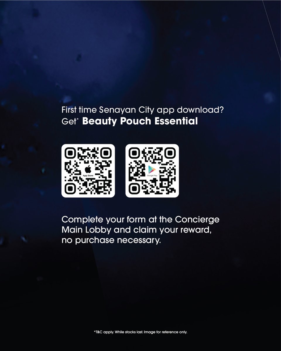 ICONIC START

3 – 30 November 2025

First time Senayan City app download?Get*

ESSENTIAL BEAUTY POUCH

Complete your form at Concierge Main Lobby &amp; claim your rewards, no purchase necessary.

*T&amp;C Apply. While stocks last.

#SENAYANCITY #SCXIconicStart #SCXMember