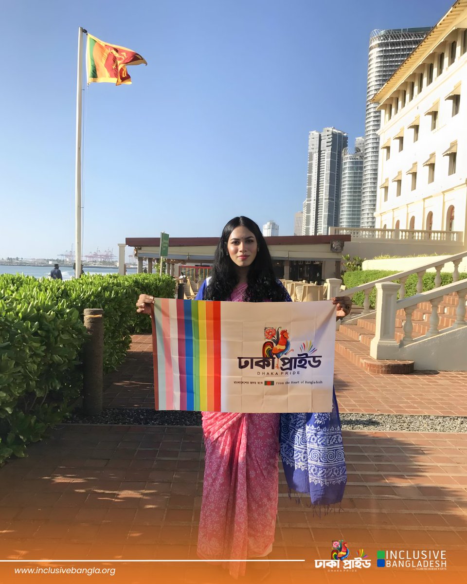 In Colombo, the Dhaka Pride flag meets the Sri Lankan flag — colours of South Asian solidarity rising together.
Regional cooperation and dialogue are key to advancing LGBTIQ+ rights and equality. 🌈✊🏽
#DhakaPride #InclusiveBangladesh #SouthAsia #LGBTIQ #HumanRights