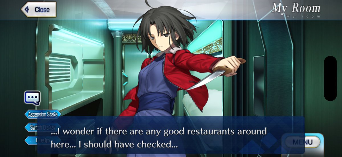 Years later, I’m still a Ryougi girl, getting on FGO to hear her say this to me 🎂