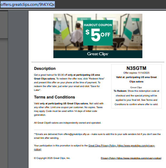 $9.99 Coupons Great Clips May 2026 Printable tweet media