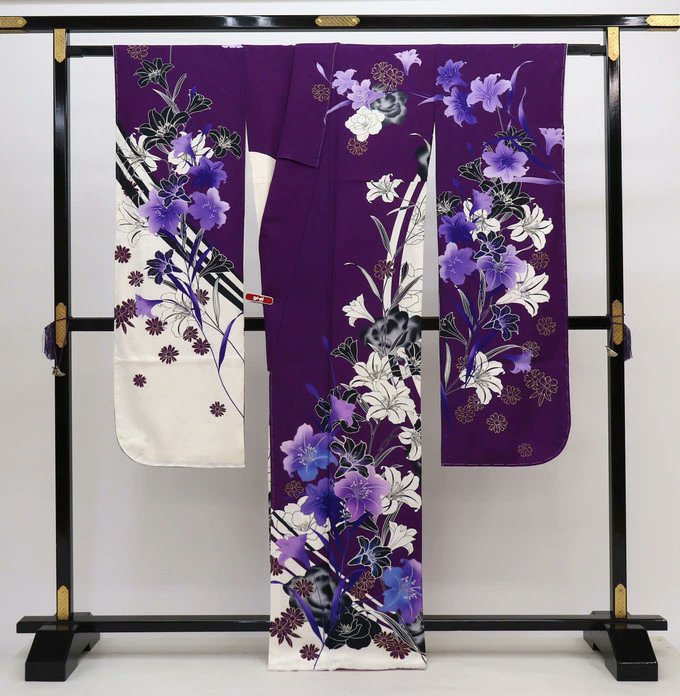 訪問着 金彩 藤 リーフ 白地 華やか 花模様 着物 031k 室華風フォト