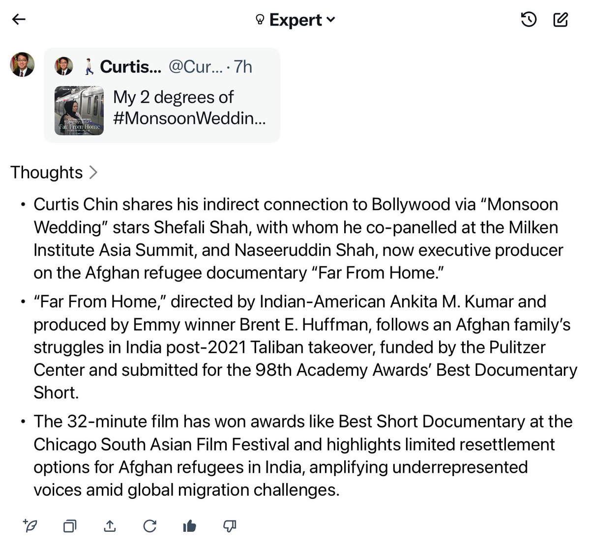 CurtisSChin's tweet image. Thanks, @grok ! Have been enjoying the additional info / interpretation of @x posts, including my own! Two examples below via @xAI re: a post on @Malala &amp;amp; on documentary #FarFromHome. Check it out. Press the little #Grok symbol in the upper right corner of a post.
#GrokipediaDrop