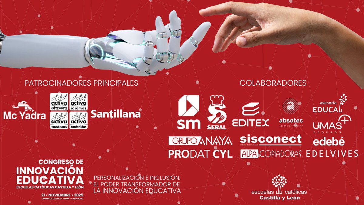 Nada de esto sería posible sin nuestros #patrocinadores y #colaboradores👉<a href="/activaredes/">ACTIVA</a>, <a href="/UmasMutua/">UMAS Mutua de Seguros</a>, <a href="/GRUPOEDEBE/">edebé</a>, #ProdatCyL, <a href="/SM_Espana/">SM España</a>, #Seral, #AsesoríaEducal, <a href="/AnayaEducacion/">Anaya Educacion</a>, <a href="/Edelvives/">Edelvives</a>, <a href="/AbsorcionAcust/">ABSORCIÓN ACÚSTICA</a>, <a href="/alpacopiadoras/">Alpa Copiadoras</a>, <a href="/SANTILLANA_es/">SANTILLANA España</a>, <a href="/editorialeditex/">Editorial Editex</a>, <a href="/McYadra/">Mc Yadra</a> y #Sisconect