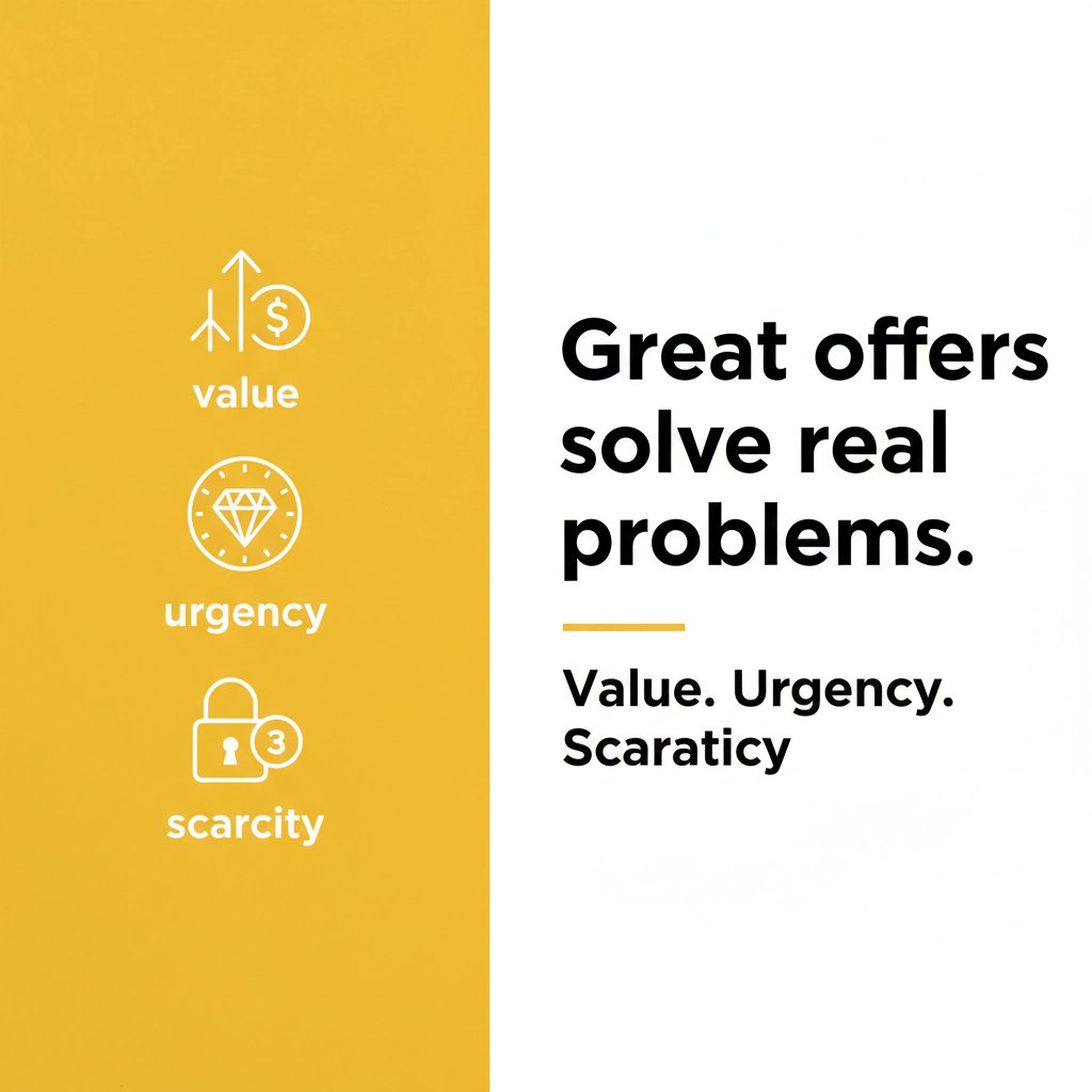 SalesRemedy's tweet image. Offers that succeed do two things: fix urgent pains and get noticed. Real value, real urgency, real scarcity. Clarity over cleverness. Nobody waits forever. Raise your standard, cut the fluff. Make your move. Agree? #DigitalSales #SalesRemedy