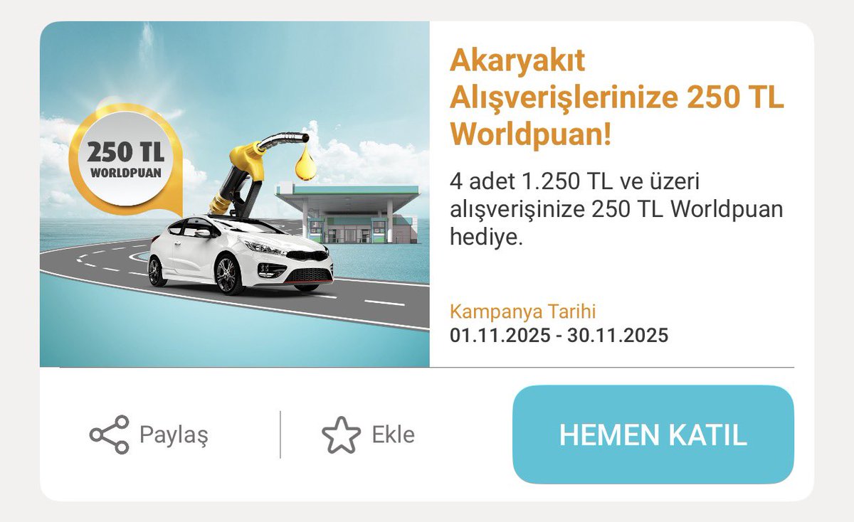 Elektirikli araç şarjına,%20 geri iade veriyor diye Recycle Card çıkardık. Bu kampanyayı bitirip, yerine fosil yakıtlılar için kampanya koymuşsunuz. Bunun neresi Recycle? Neresi çevre dostu? Kampanyayı geri koymayacaksanız, hemen kapatacağım kartı. <a href="/VakifBank/">VakıfBank</a> <a href="/VakifBankDestek/">VakıfBank Destek</a>