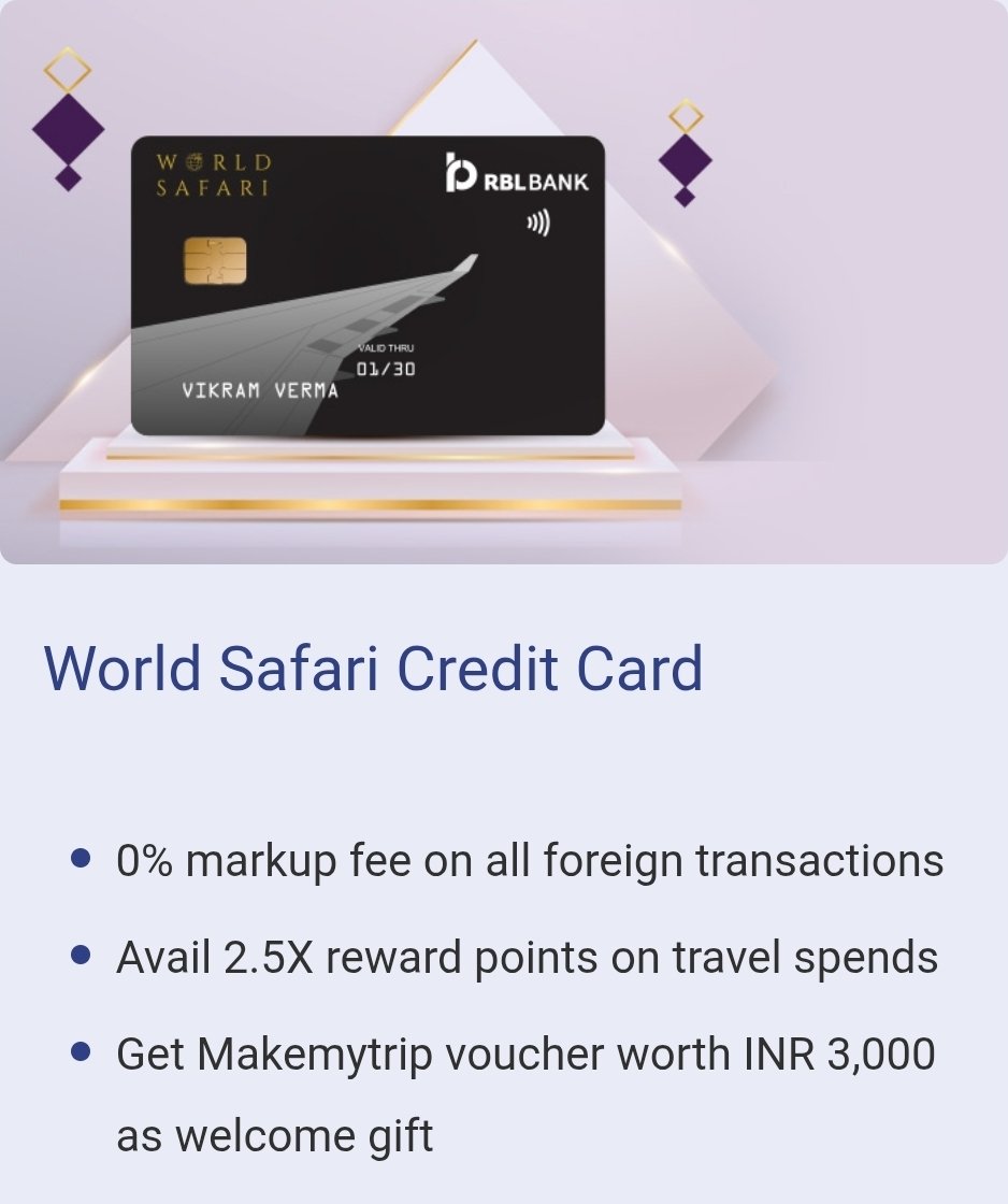didoskeletons's tweet image. 💳 RBL Bank World Safari Credit Card
#worldsafari #creditcardguide
👉bitli.in/xi4sWuz

Joining Fee: Rs.3000 + GST
Annual Fee: Rs.3000 + GST
🔖Redeem Points: Fee of 99+GST for redeeming points on RBL Bank Credit Cards