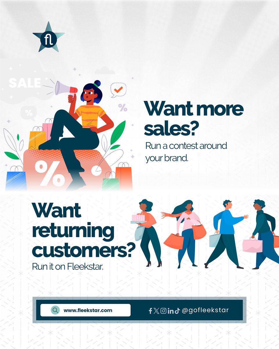 gofleekstar's tweet photo. With Fleekstar, every contest doesn’t just boost sales, it builds loyalty, sparks engagement, and turns one-time buyers into repeat customers. More sales, more loyalty, more growth, all in one platform.

Join here https://t.co/W9AUiUM1yI

#businessowners #sellers #contest https://t.co/jmbIEdm8Y5