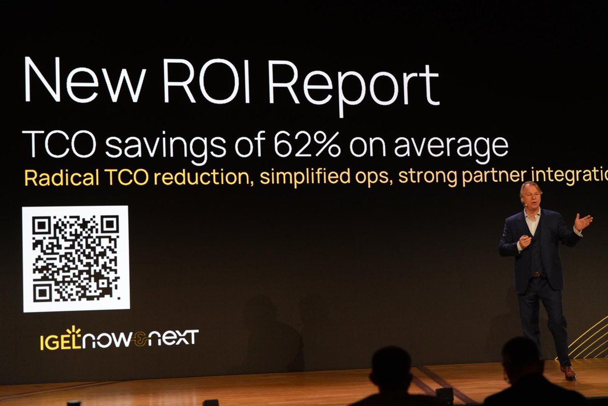 IGEL_Technology's tweet photo. Revealed live at #NowandNext25 by IGEL Technology, CEO @KlausOestermann💡New IGEL research reveals that organizations adopting a prevention-first endpoint strategy are cutting IT costs by 62% — freeing critical resources to accelerate Zero Trust and innovation.

🔗 Learn more in the full ROI study: https://t.co/rB6mugyiap

#IGEL #ZeroTrust #EndpointSecurity #CyberResilience #ROI #PreventativeSecurity #CISO #CIO #SASE #ZTNA #DigitalTransformation #FutureOfWork #CostOptimization #CloudSecurity