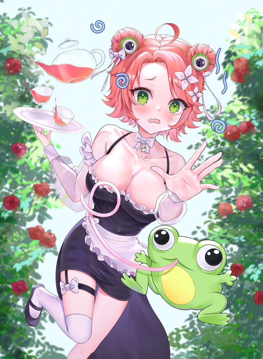 illustration made a year ago for「ru vtuber maid zine」finally able to post~🐸🌹

#イラスト #Art