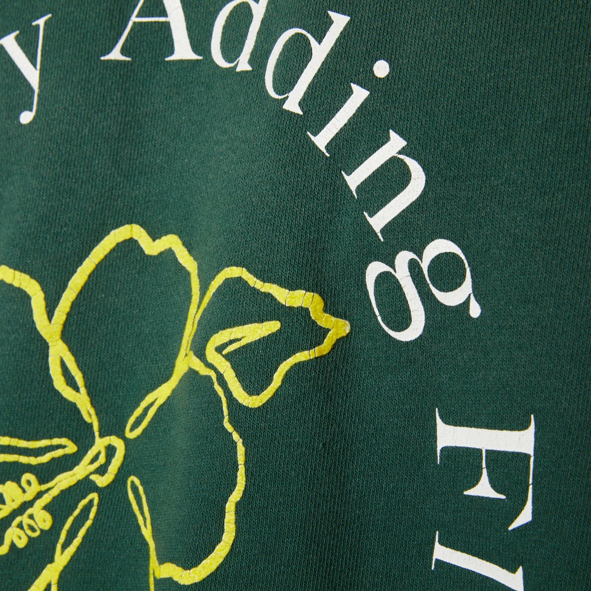 SAMPLE COLLECTION vol.2

【リアルクラック×クラックフロッキープリント】
古着のようなひび割れや剥がれを再現したプリント技法。　職人の手作業と独自のインク配合により、リアルなクラック感と使い込んだフロッキーの風合いを表現。
着るほどに味が増し、一点ごとに異なる経年変化を楽しめます。