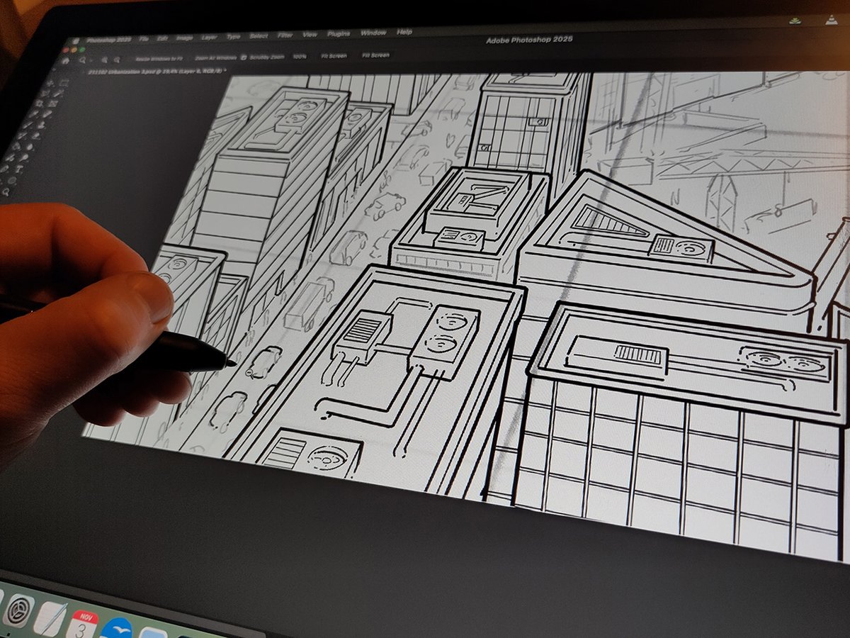 Royaards's tweet image. I&apos;m working on what will probably be my most detailed cartoon of 2025 (the photo shows about 25% of the cartoon).  

I&apos;ve been getting more and more comments recently on social media that my work is AI generated. It&apos;s not. It&apos;s all done by hand.

#AIfree #creativeprocess