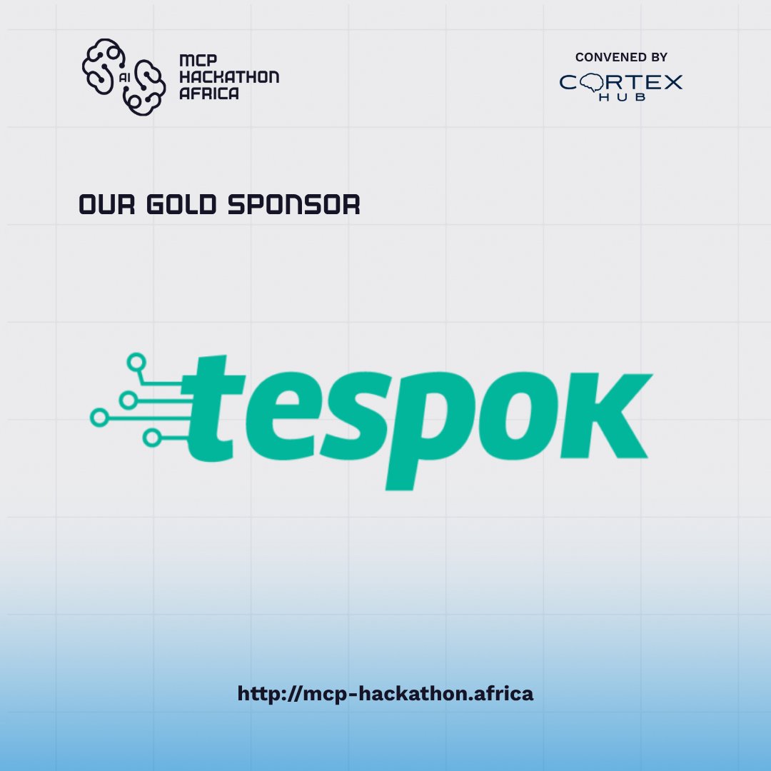 TESPOK is proud to join as a Gold Sponsor of the MCP Hackathon Africa 2025. This initiative empowers innovators across the continent to build tech solutions that address real challenges &amp; create meaningful impact

Looking forward to the collaboration
#MCPHackAfrica  <a href="/TheCortexHub/">Cortex Hub Accelerator</a>