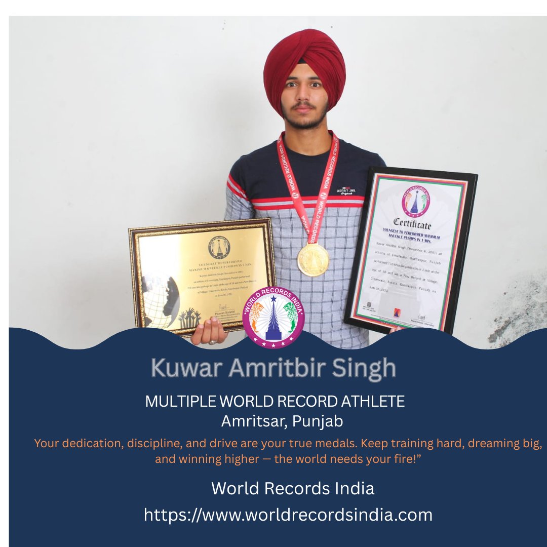 🌟 Happy Birthday to the Pride of Punjab — <a href="/KuwarAmritbir/">Kuwar Amritbir Singh</a>  💪#KuwarAmritbirSingh #BirthdayChampion #WorldRecordHolder #PriodeofIndia #PunjabPride #Athlete #LimitlessSpirit #BornToInspire #IndianAthlete #RecordBreaker #AmritsarToWorld #ChampionMindset #WorldRecordsIndia