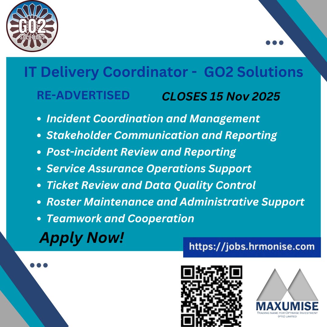 MaxumiseTweet's tweet photo. Join the GO2 Solutions Team as a First-Tier IT Delivery Coordinator!
Apply Now; https://t.co/54BHYEHeG2
#ITSUPPORT #ITJobs #Helpdesk #ServiceDesk  #TechnicalSupport  #Troubleshooting #ITHelpdesk #SupportEngineer #SupportSpecialist #CustomerSupport #EndUserSupport #RemoteSupport https://t.co/Zg7BqcB5Yw