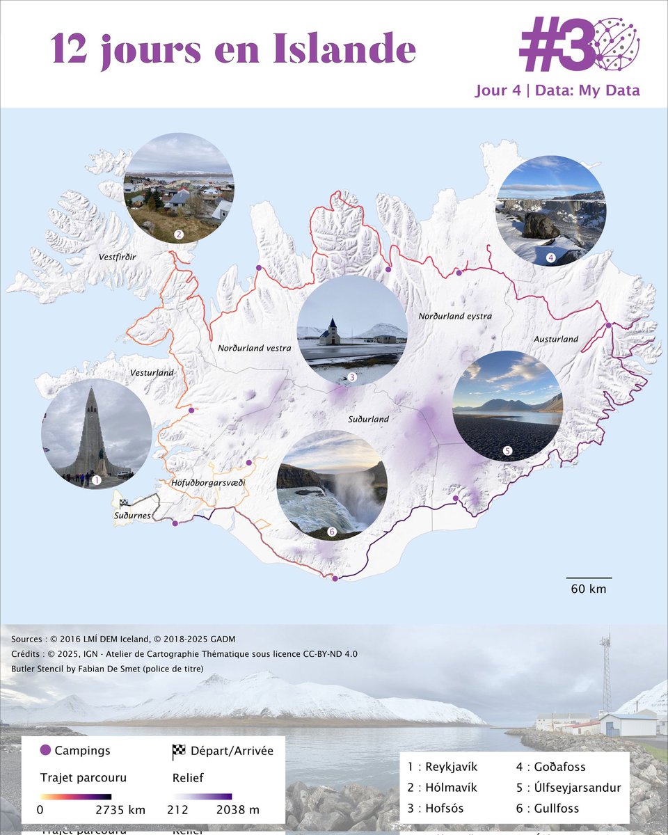 CanFre's tweet image. 1️⃣2️⃣ jours en Islande 🇮🇸

#30DayMapChallenge – J4 #MyData

Retrouvez l&apos;ensemble des créations des collègues : ign.fr/mag/30DayMapCh…

✍️ Mélanie Chenault
📊 Heimasíða Náttúrufræðistofnun (The Institute of Nature Research) - GADM)