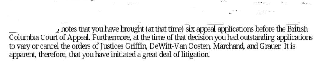 ArvanitisV36999's tweet photo. CJC ignoring the lawyers over 60 applications brought against me claiming my 6 appeals are a a great deal of litigation. #CJC #justice #legalcorruption #vexatious #malitious Trying to assist in having me found a vexatious appellant to silence the truth. #vancouversupremecourt https://t.co/gklsy5Ha16