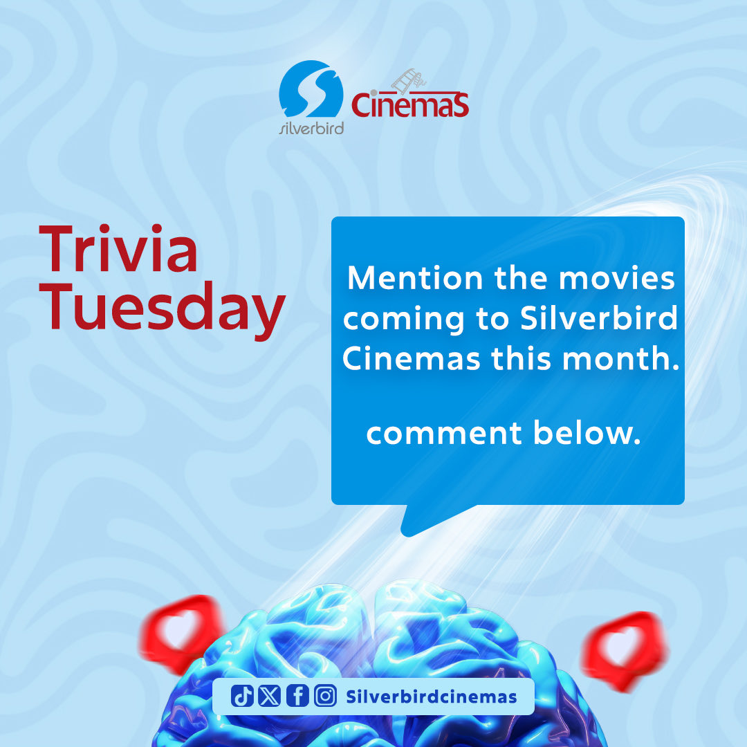 SilverbCinemas's tweet image. 🎉 It’s Trivia Tuesday at Silverbird Cinemas! 🎬

Answer today’s question correctly and stand a chance to win a FREE TICKET🍿

#TriviaTuesday #SilverbirdCinemas #MovieTime #WinTickets #CinemaFun #MovieLovers #GiveawayAlert #PopcornVibes #EntertainmentHub #FunAtSilverbird