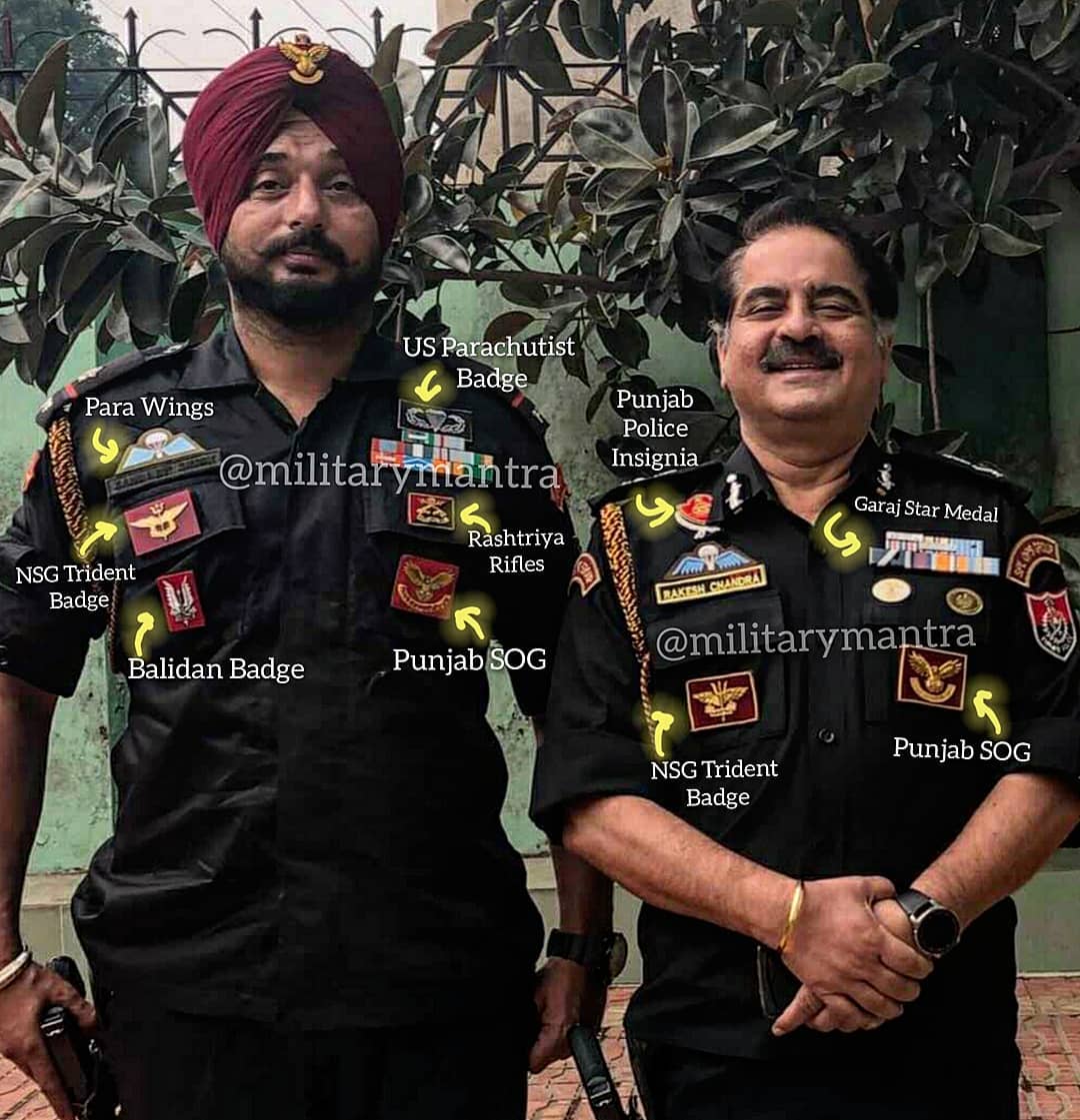 Military_Mantra's tweet image. Punjab Police Special Operation Group

ADGP Rakesh Chandra with special force PSO Sandeep Grewal (Ex 21 Para SF)

 &quot;Garaj Star Medal&quot; - Promulgated for personnel of the National Security Guards (NSG) who took part in Operation Black Thunder in the Punjab in 1988.

#specialforces