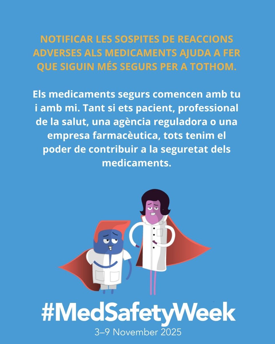 ccfcat's tweet photo. 💊 Notificar les sospites de reaccions adverses als medicaments ajuda a fer que siguin més segurs per a tothom.
🔗 https://t.co/VC7g1qHGPl
#MedSafetyWeek #SeguretatDelsMedicaments #TargetaGroga https://t.co/lStK7KNYG5