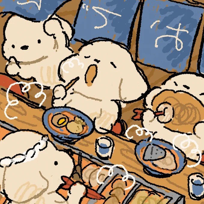 ほかほか〜な食べ物大好きいぬ達