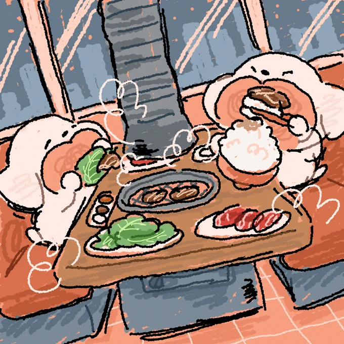 ほかほか〜な食べ物大好きいぬ達