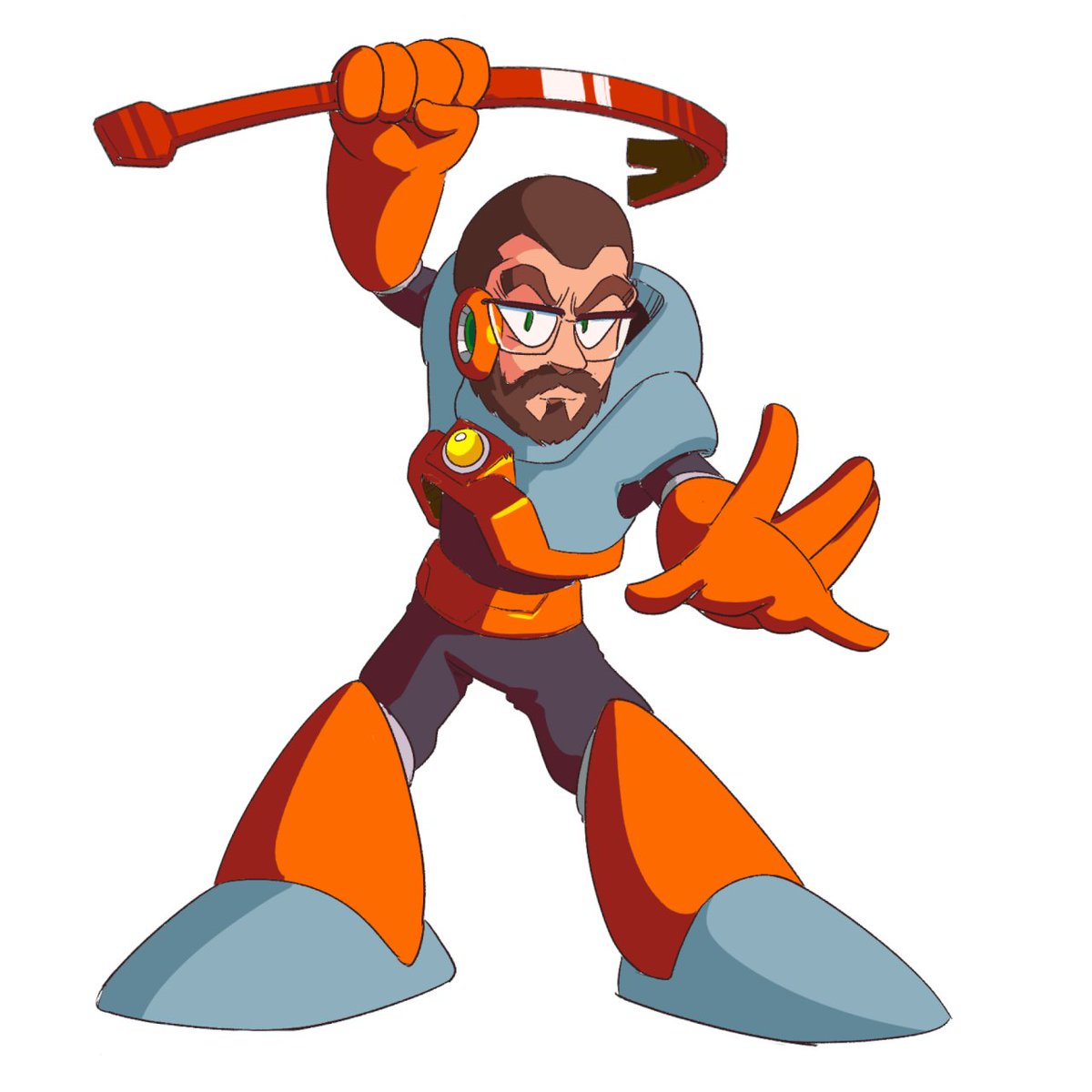 Stationed in the OSHA approved Black Meta research facility, Free Man is a robot tasked in testing various logic based simulations and assists in various quantum based experiments much to the pleasure of his robot manager G Man.  

#megaman #halflife #ロックマン