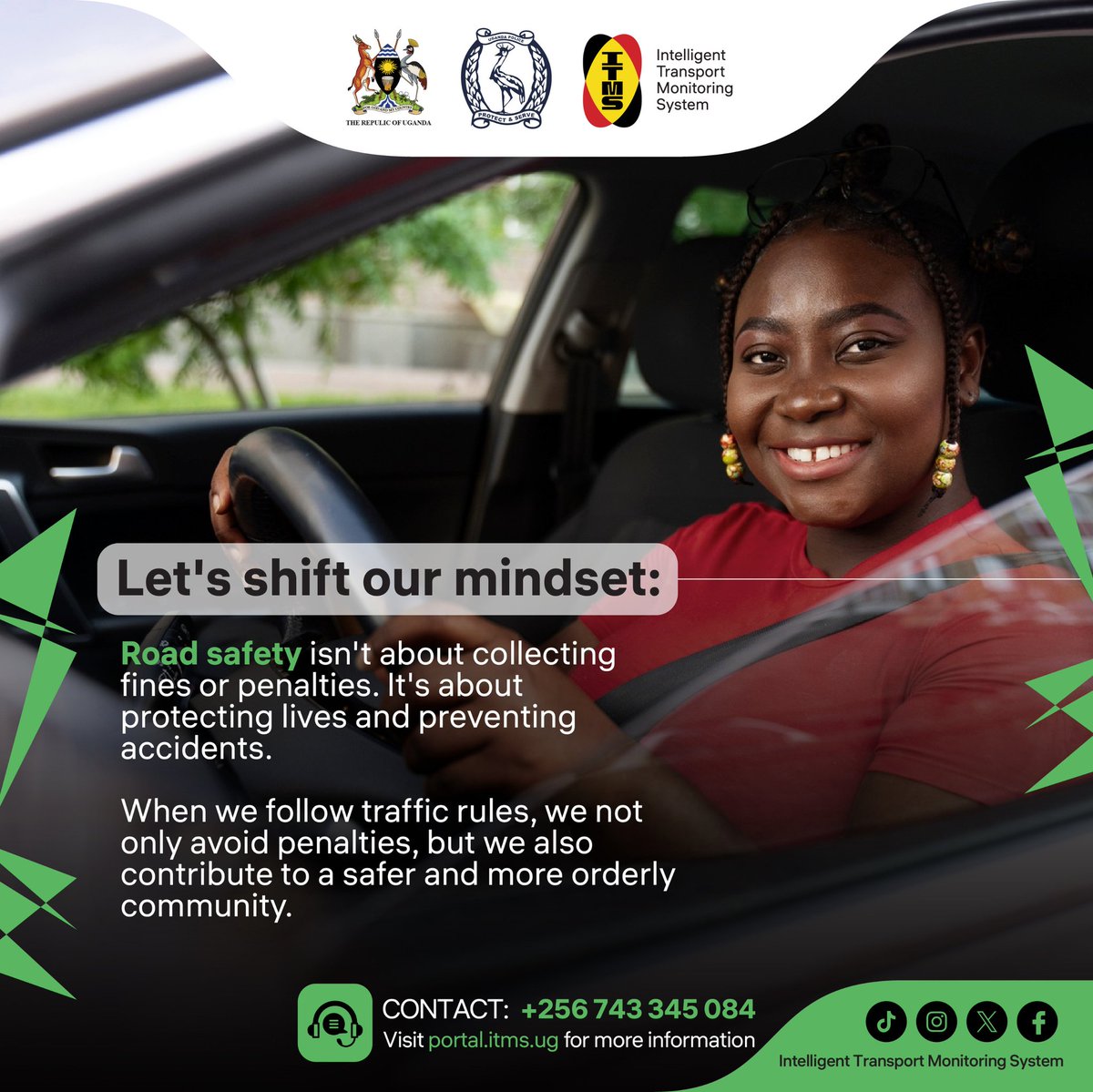 Road safety starts with you. Let’s drive responsibly and build a safer Uganda for all.
 
#ITMSUg |  #RoadSafety