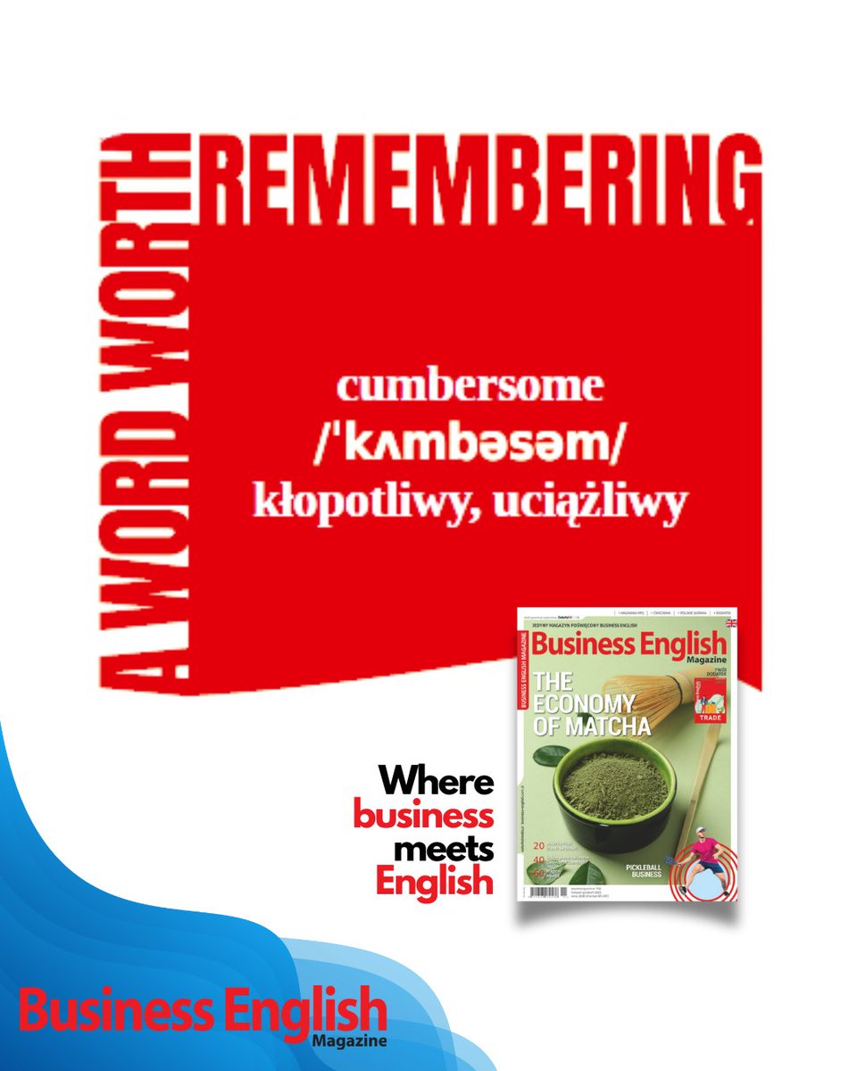 BusinessEngM's tweet image. 🧠 A word worth remembering!

Poznaj słowo cumbersome /ˈkʌmbəsəm/ — czyli kłopotliwy, uciążliwy.
Idealne, gdy chcesz opisać coś nieporęcznego lub trudnego do zarządzania — w pracy, projekcie czy w życiu codziennym! 😉

#BusinessEnglishMagazine #WordOfTheDay #EnglishLearning