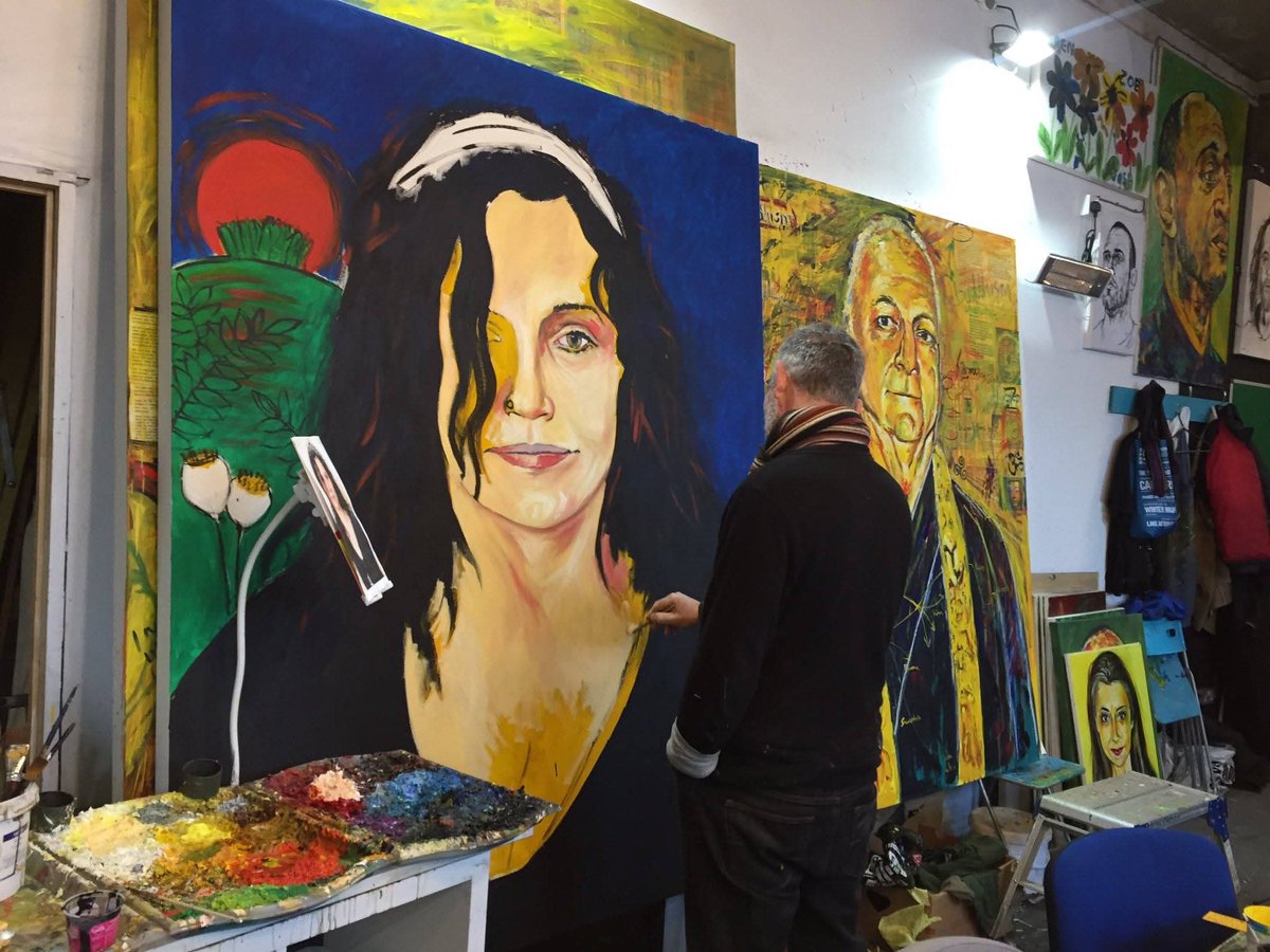 The brilliant Russell Haines working on painting my huge face as part of his 'Faith' exhibition at Gloucester Cathedral in 2016. 

#pagan #witch