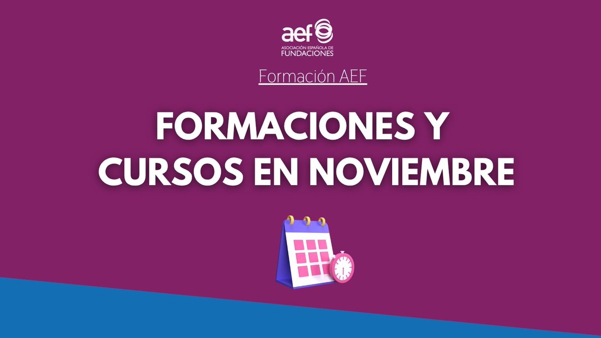 #FormaciónAEF | ¿Conoces los cursos y formaciones que hemos preparado para #Noviembre?

¡Ya puedes consultarla en la sección 'Agenda AEF' de nuestra web!  👉 fundaciones.org/es/agenda-aef