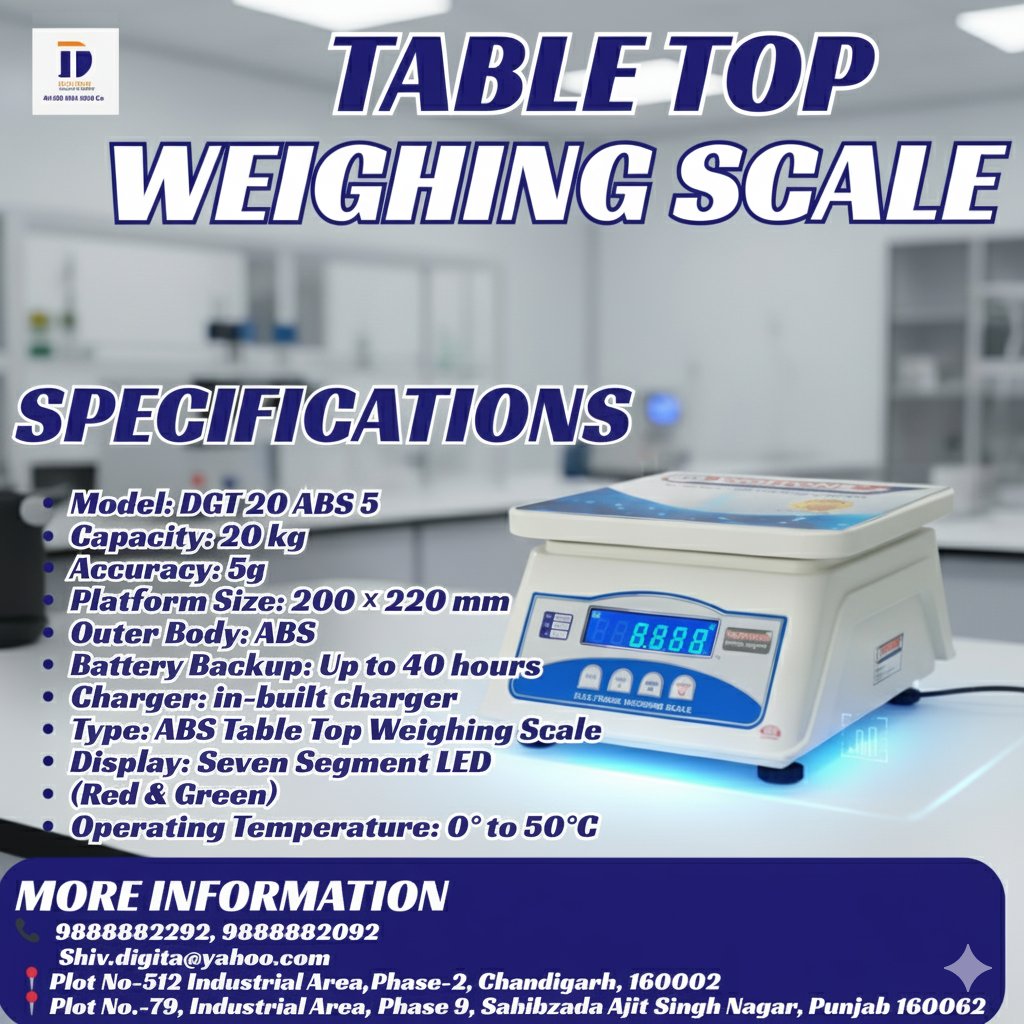 Shivkumar882292's tweet image. 🚀 New Launch! Digitone DGT 20 ABS 5 | ⚖️ 20 kg | 🎯 5 g | 🏗️ Durable ABS | 💡 LED Display | 🔋 40h Backup | ⚡ 230V AC | ✅ New Features: Better display, longer battery, heavy-duty body.
Order now 👉 dweigh.com/product/dgt20a…
#NewProduct #WeighingScale #Digitone #PrecisionTools