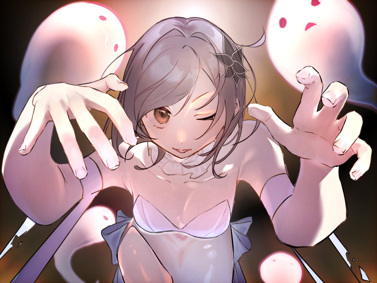 #金卓BANart 
ゴースト冰鞠ちゃん👻
めちゃ大遅刻のハロウィンイラストです🎃